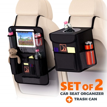 Confachi Backseat Organizer and Car Trash Can Bundle